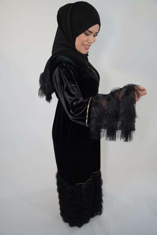 Abaya Rayhane Velours Strass Or