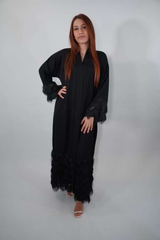 Abaya Rayhane Velours Strass Noir